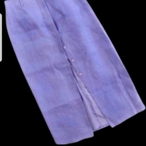 Talbots linen lavender Midi Skirt with Buttons size 12